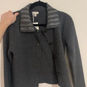 Pilcro Charcoal Jacket with Embellished Collar